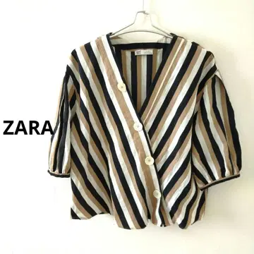 ZARA 린넨 혼방 스트라이프 카슈쿨 셔츠 가디건