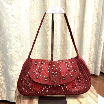 극희소 새상품급 agnes b. 아녜스베 숄더백 자수 레드색