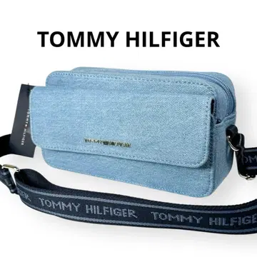 미사용 새상품 TOMMY HILFIGER 데님 숄더백 로고 금장 장식