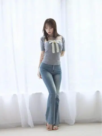 andmary Bicolor ribbon tops 앤드마리