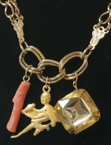 Vintage Charm Coral 골드 체인 목걸이 참 포함
