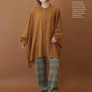 루피리안 코튼 혼방 돌먼 블라우스 7부 소매 넉넉한 핏 카멜 가을