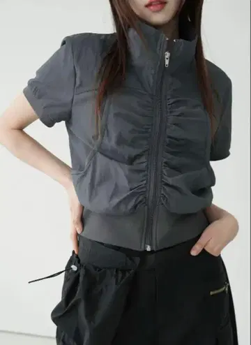 binary01 cowl shirring Windbreaker