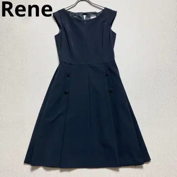 Rene 원피스 백리본 슬리브리스 네이비 르네