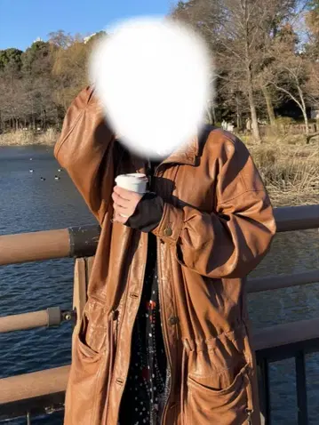 vintage 브라운 가죽 자켓