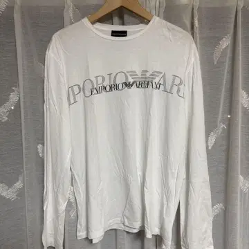 EMPORIO ARMANI 화이트 롱 슬리브 티셔츠 XXL