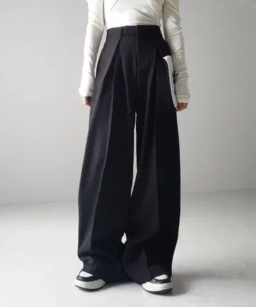 me+em select 더블 턱 헤비 와이드 슬랙스 팬츠