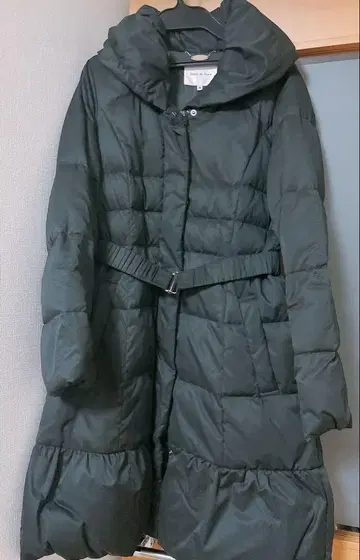 데뷔 피오레, 롱 다운 코트, 블랙, 지퍼, 벨트