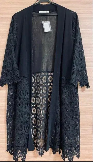 새상품 BITTOKO 비트코 블랙 서클 패턴 레이스 가디건