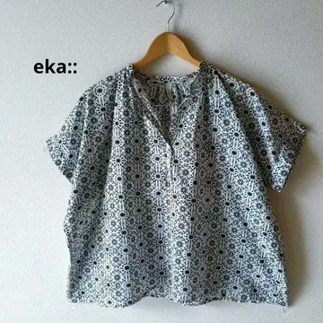 에카 eka:: 넉넉한 블라우스 올 패턴 코튼 밴드 카라