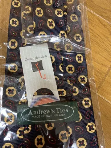 Andrew's Ties 네이비 골드 꽃무늬 넥타이