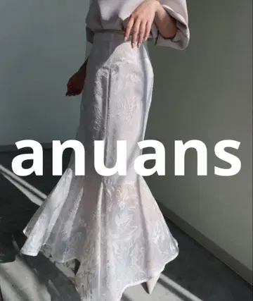 거의 미사용 anuans 롱 스커트 SMALL 라이트 그레이 여성용