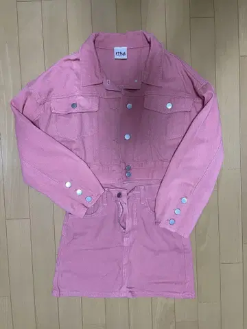핑크 데님 셋업