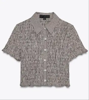 ZARA 크롭 깅엄 체크 셔츠
