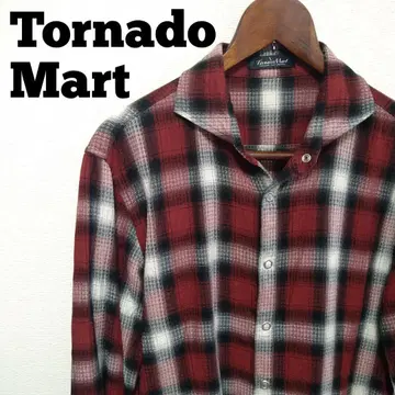 새상품급 TornadoMart 옴브레 체크 일본제 L 긴팔 토네이도 마트