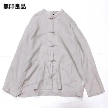 [ 새상품급 ] 무인양품 MUJI 차이나 버튼 긴팔 블라우스 린넨 겉옷