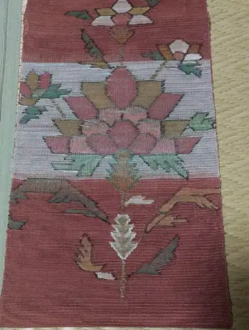 오비야스테마츠 나고야 오비(약 24cm)  여름 오비 추상 꽃무늬 홍차색
