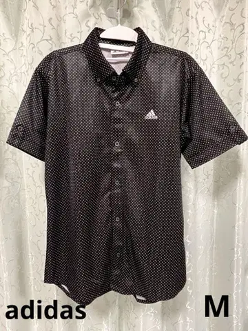 adidas 블랙 물방울 패턴 숏 슬리브 셔츠 남성용 골프