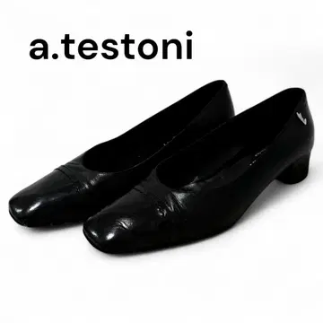 양호한 상태 a.testoni 펌프스 로우힐 23.5cm 블랙