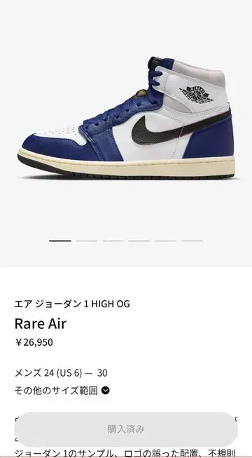 에어 조던 1 HIGH OG 'Rare Air' 사이즈 27