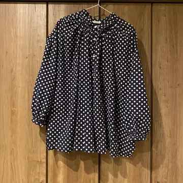 veritecoeur 도트 앤티크 블라우스 vc1051 네이비