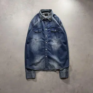 00s JACK ROSE Vintage 스터드 데님 셔츠 Y2K