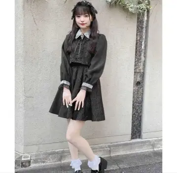ROJITA 펄 트림 칼라 자카드 원피스