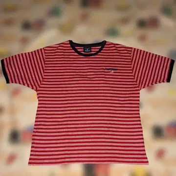 POLO SPORT XL 빨흰 스트라이프 T셔츠 빈티지