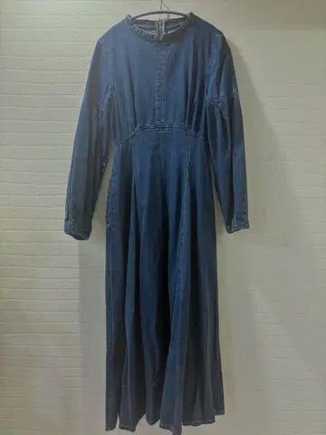 MOUSSY 벌룬 슬리브 데님 플레어 원피스