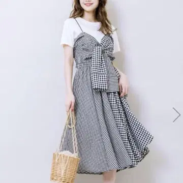 코코딜 리메이크풍 체크무늬 캐미 원피스 요시오카 리호 씨 착용