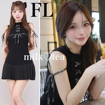 택 포함 새상품 다리치 도킹 레이스업 미니 원피스 FL 블랙