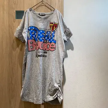 RealBvoice 00s y2k 와펜 로고 개더 반팔 원피스