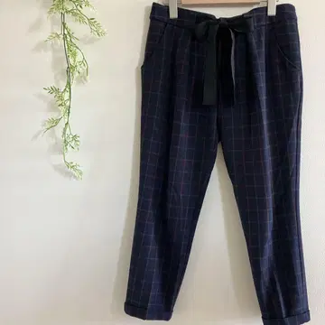 [ JILL STUART ] 가을 캐주얼 체크 팬츠 앞 리본