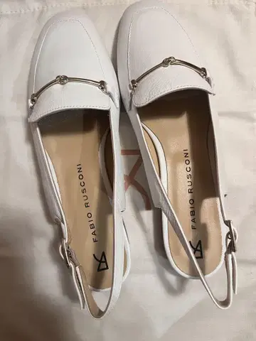 연휴 세일 FABIO RUSCONI 화이트 슬링백 슈즈 24cm