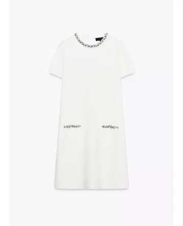 완판템 ZARA 플레인 니트 주얼 미니 원피스