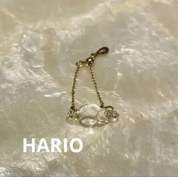 하리오 유리 반지 골드 도금 체인 반지 HARIO 투명