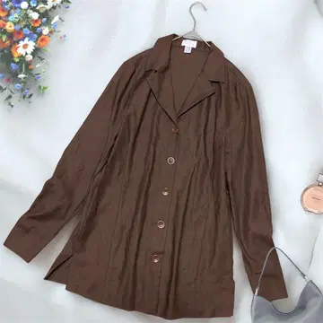 [Elegance] 긴팔 시어 셔츠 린넨 마 브라운 통기성 청량 소재