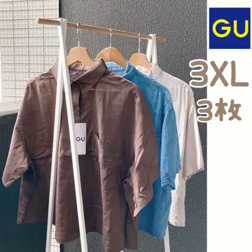 GU 3XL 반팔 셔츠 3장 린넨 블렌드 오버사이즈 셔츠 빅사이즈