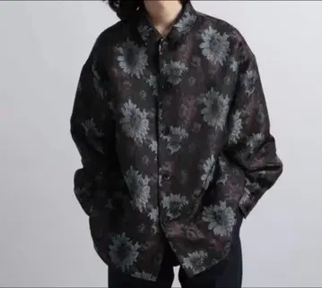 HARE 다크 플라워 나카와타 자카드 셔츠