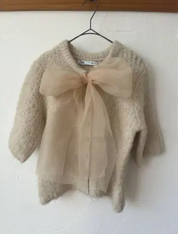 ZARA 오간자 리본 니트탑
