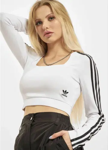 adidas 크롭 기장 긴팔 저지