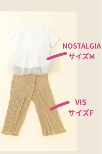 NOSTALGIA 시어 탑과 VIS 플리츠 팬츠 세트