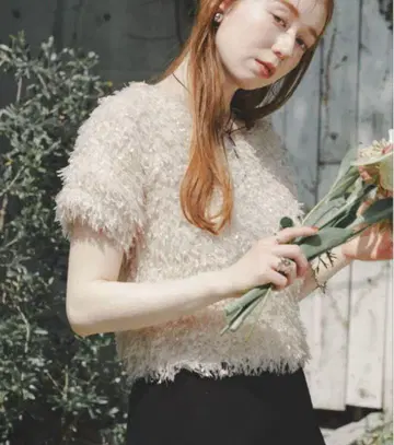 hinari 페더 얀 반팔 풀오버 아이보리