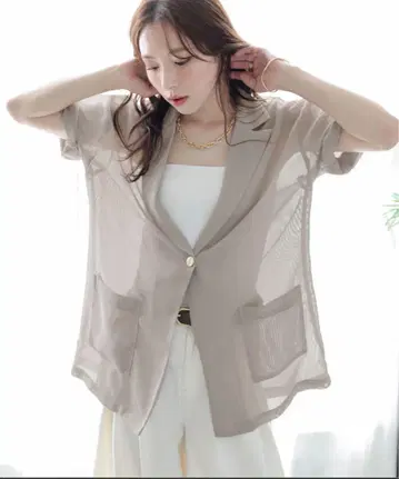 La-gemme 반팔 메쉬 시어 자켓