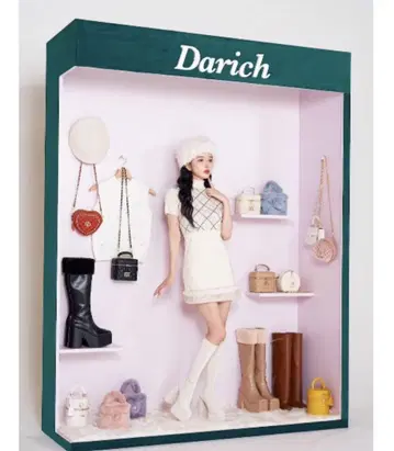 Darich 체크 퍼 니트 미니 원피스