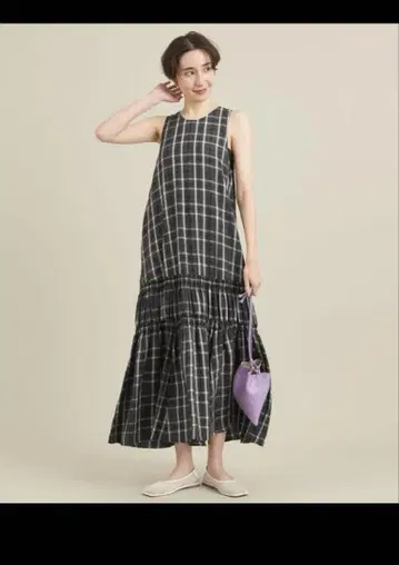 B&Y UNITED ARROWS 깅엄 체크 티어드 원피스 S 사이즈