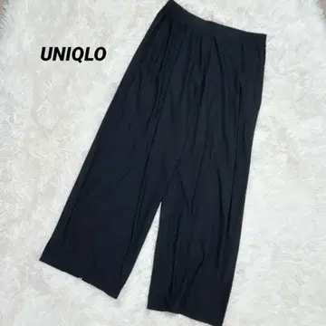 유니클로 에어리즘 블랙 와이드 팬츠 허리밴딩 심플 XL