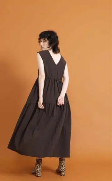 COEL 카네코 아야 콜라보 2way 개더 원피스 브라운 36