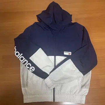 new balance 후드 부착 자켓 L 네이비/화이트