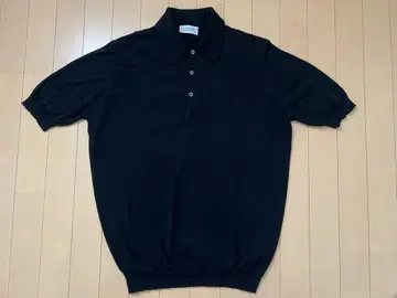 John Smedley 피케 셔츠 코튼 울 L 블랙